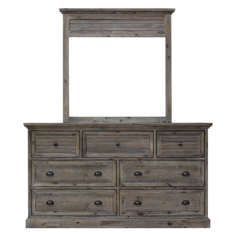 Sunset Trading Sunset Trading Solstice Grey 7 Drawer Dresser with Shutter Mirror