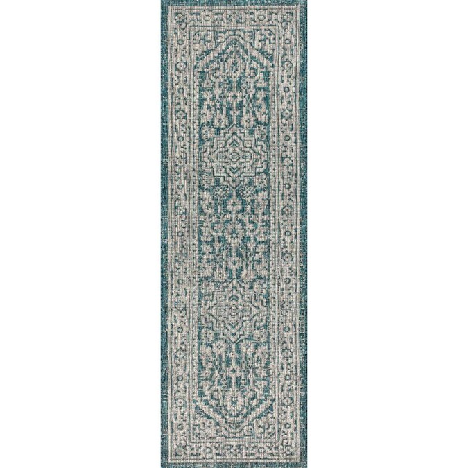 Jonathan Y Santa Monica 2 X 8 Teal Blue Gray Indoor Outdoor Border Runner In The Rugs Department At Com - Teal And Gray Runner Rugs Jonathan Y Santa Monica 2 X 8 Teal Blue Gray Indoor Outdoor Border Runner In The Rugs Department At Com - Teal And Gray Runner Rugs