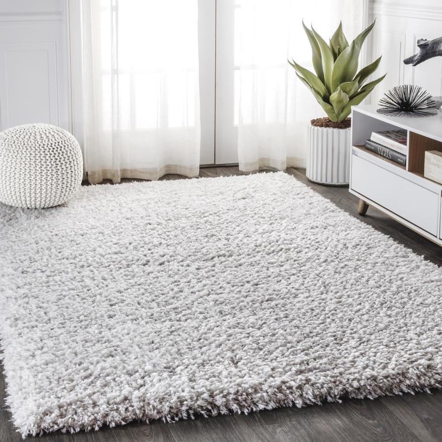 JONATHAN Y Alaska Shag 3 x 5 Gray/Ivory Square Indoor Solid Area Rug in ...