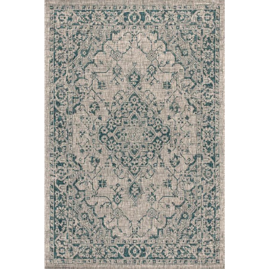 JONATHAN Y Santa Monica Gray/Teal Square Indoor/Outdoor Area Rug ...