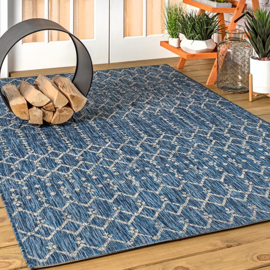 JONATHAN Y Santa Monica Navy/Light Gray Square Indoor/Outdoor Area Rug ...