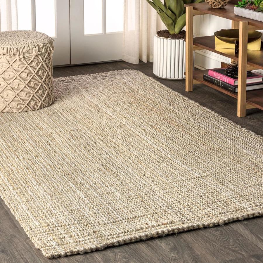 JONATHAN Y Natural Fiber 8 x 10 Ivory Indoor Solid Handcrafted Area Rug ...