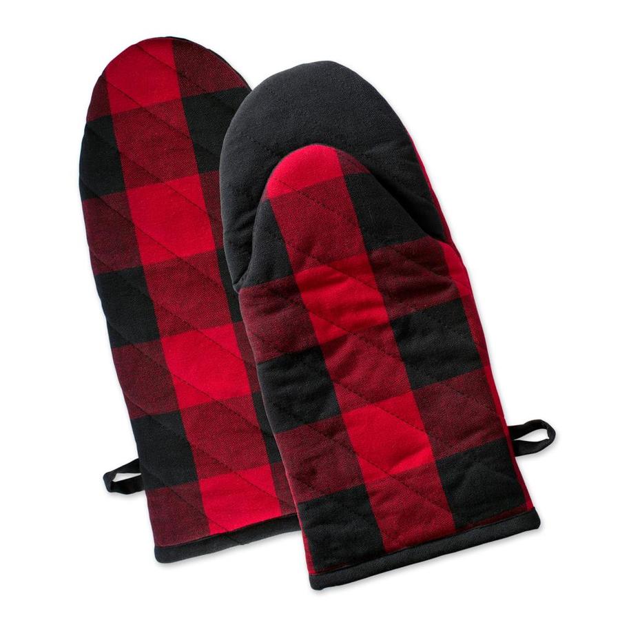 DII Red Buffalo Check Oven Mitt Set/2