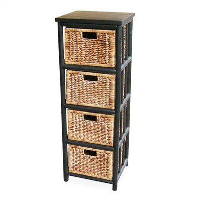 Homeroots 43 5 In Black And Brown Bamboo Open Sided Storage