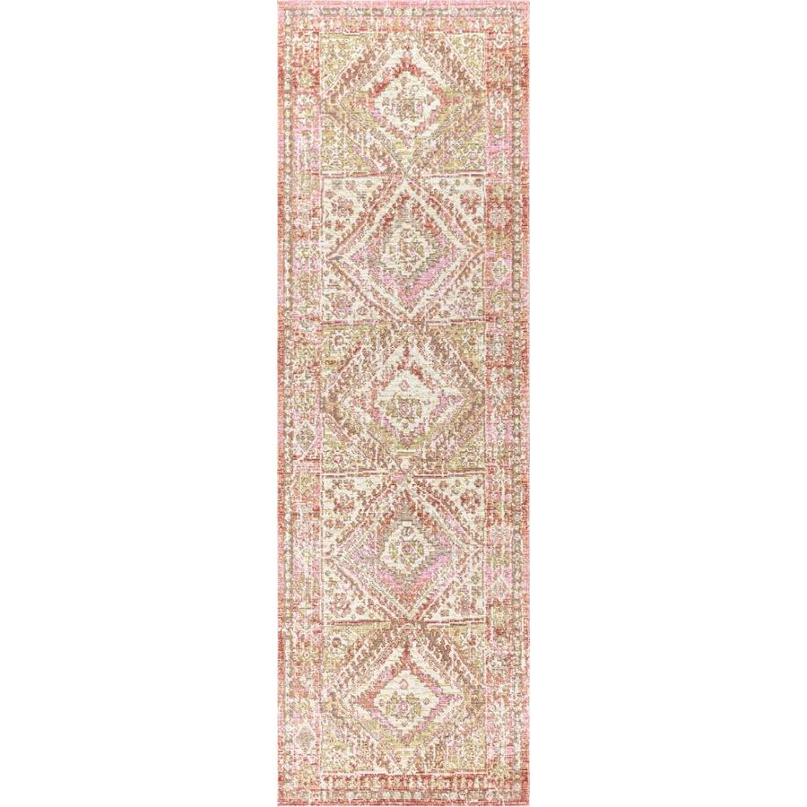 JONATHAN Y Darija Ornate Geometric Medallion Pink 2 Ft. x 8 Ft. Runner Rug