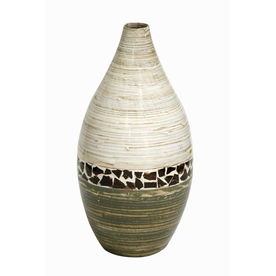 HomeRoots 20 Spun Bamboo Vase Bamboo In Distressed White and Green