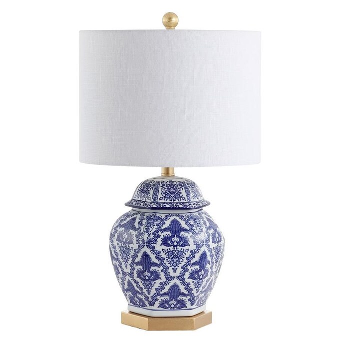 Jonathan Y Classic 25 In Brass Gold Rotary Socket Table Lamp With Linen Shade In The Table Lamps Department At Lowes Com