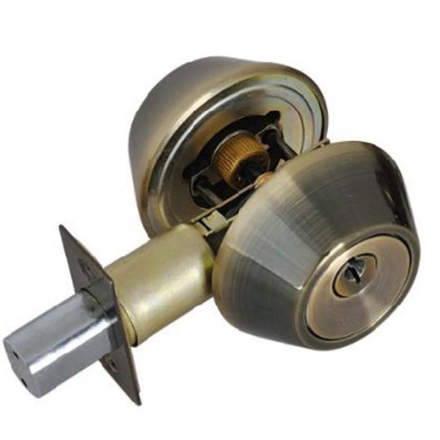 Design House Antique Antique Brass Single Cylinder Deadbolt in the