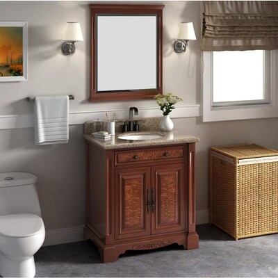 Windsor 32 In Brown Single Sink Bathroom Vanity With Royal