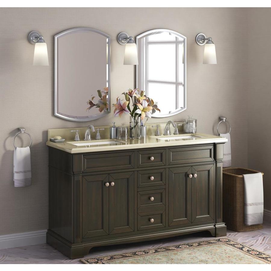 Bryon 60in Dark Chocolate Double Sink Bathroom Vanity with Alpine Mist