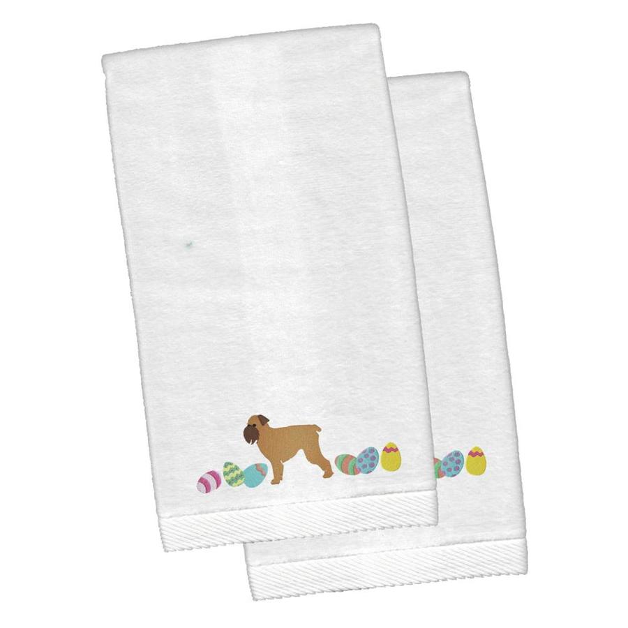 Caroline's Treasures Brussels Griffon Easter White Embroidered Plush Hand Towel Set Of 2