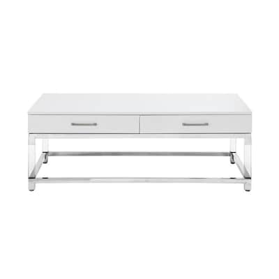 Inspired Home Caspian White Wood Coffee Table At Lowes Com