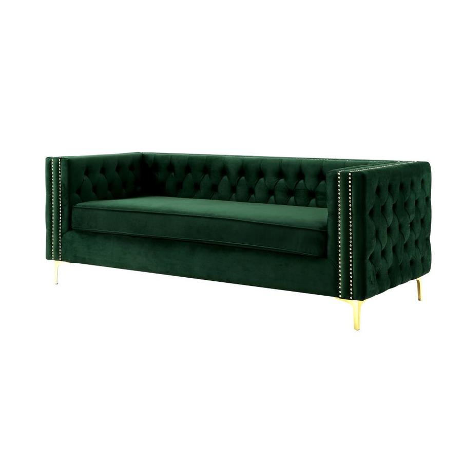 Inspired Home Inspired Home Olivia Velvet Sofa, Hunter Green