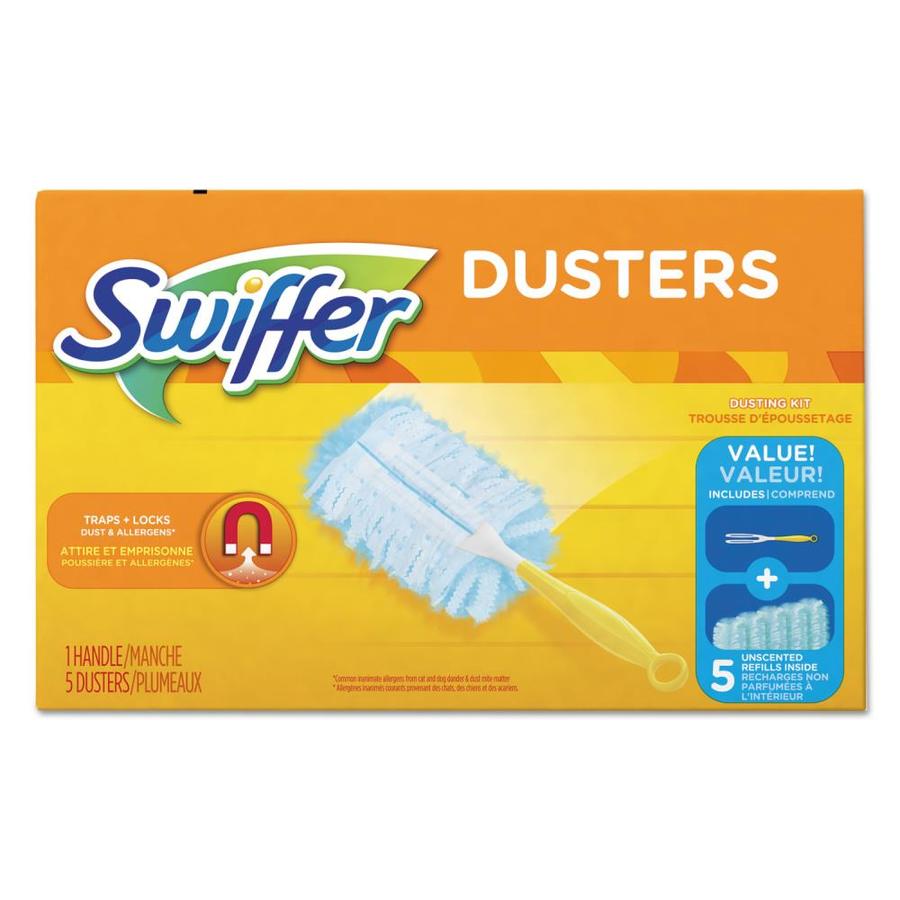 Swiffer Dusters Starter Kit, Dust Lock Fiber, 6in Handle, Blue/Yellow