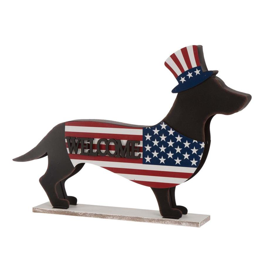 Glitzhome 24.52-inL Metal/Wooden Patriotic Double Sided Home/Welcome ...