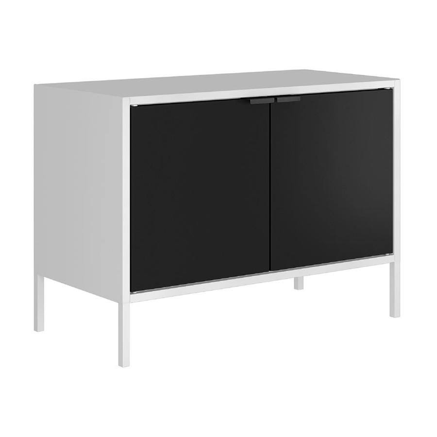 Manhattan Comfort Smart Low Wide TV Stand Cabinet in White and Black