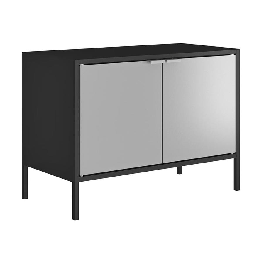 Manhattan Comfort Smart Low Wide TV Stand Cabinet in Black and Grey