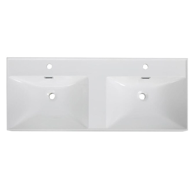 Streamline 48-in Glossy White Solid Surface Double Sink Bathroom Vanity ...