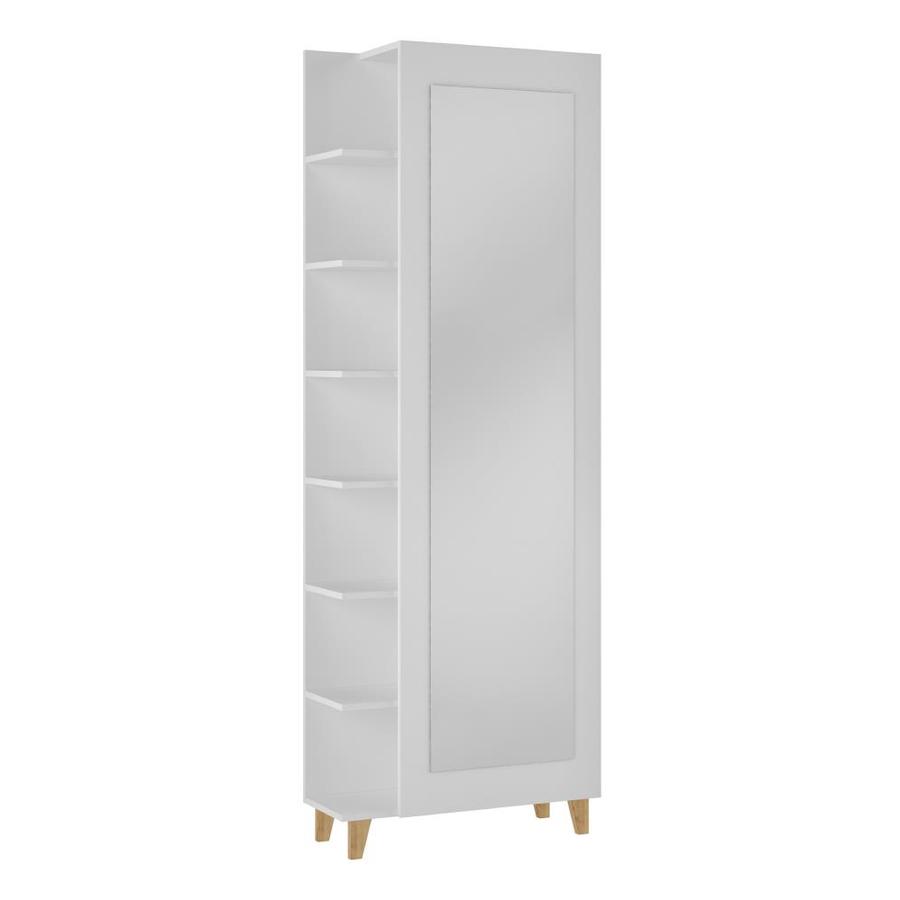 Manhattan Comfort 10 Pair Grey And Nature Composite Shoe Cabinet In The Shoe Storage Department At Lowes Com