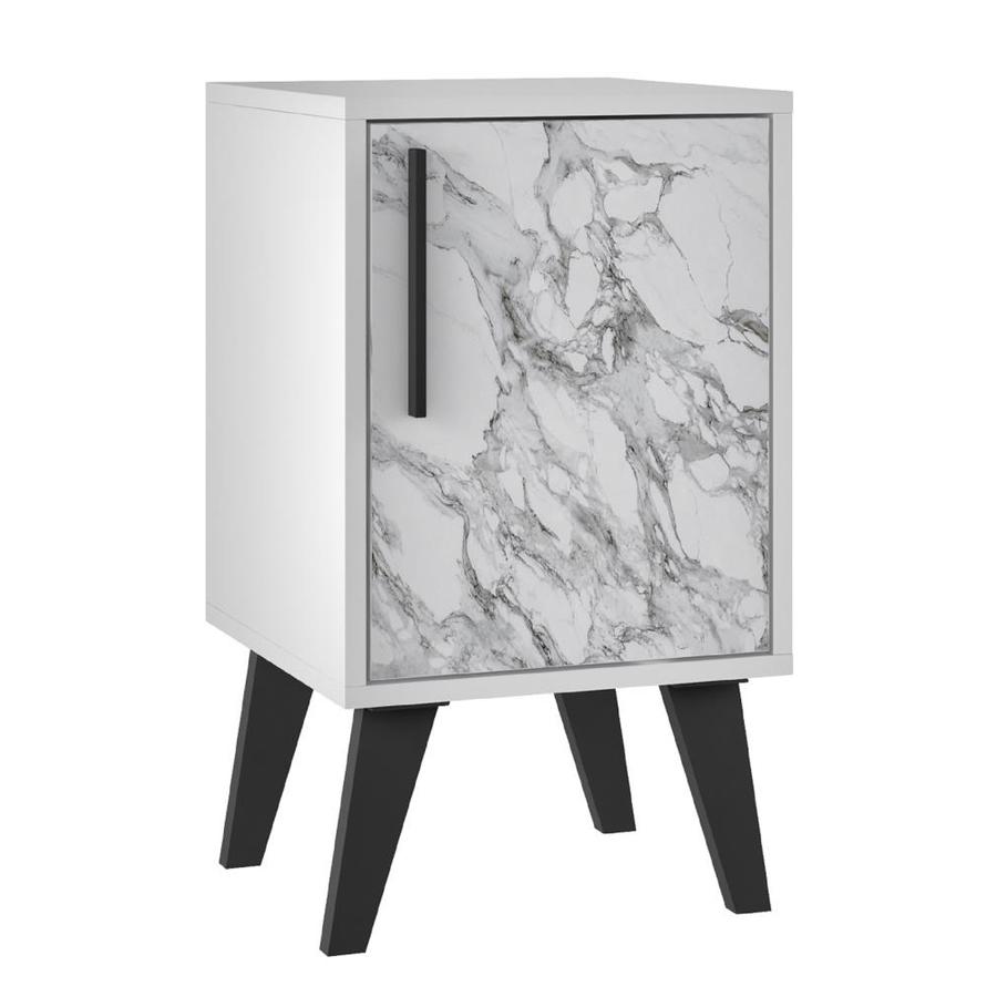 Manhattan Comfort Amsterdam White Marble Composite End Table