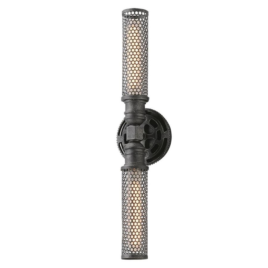 Troy Lighting Atlas 5.25-in W 2-Light Aged Pewter Industrial Wall Sconce