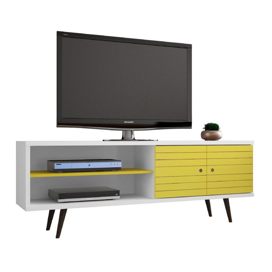 Manhattan Comfort Liberty White and Yellow TV Stand in the TV Stands ...