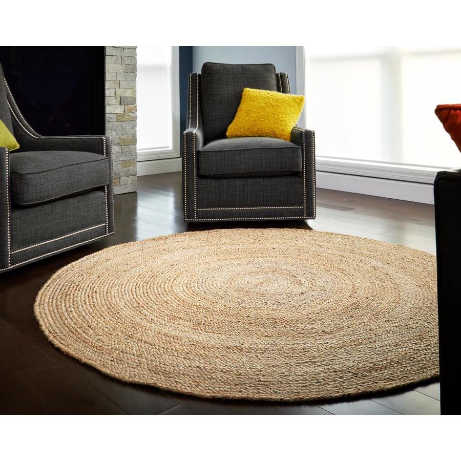 Anji Mountain 4 x 4 Natural, Brown Round Indoor Solid Farmhouse/Cottage ...