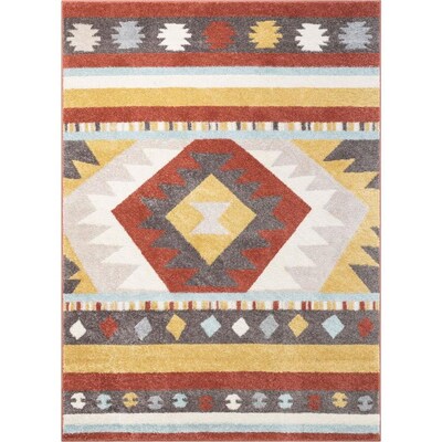 Well Woven Mystic 3 x 5 Terracotta Indoor Medallion Mid-Century Modern Area Rug Well Woven Mystic 3 x 5 Terracotta Indoor Medallion Mid-Century Modern Area Rug
