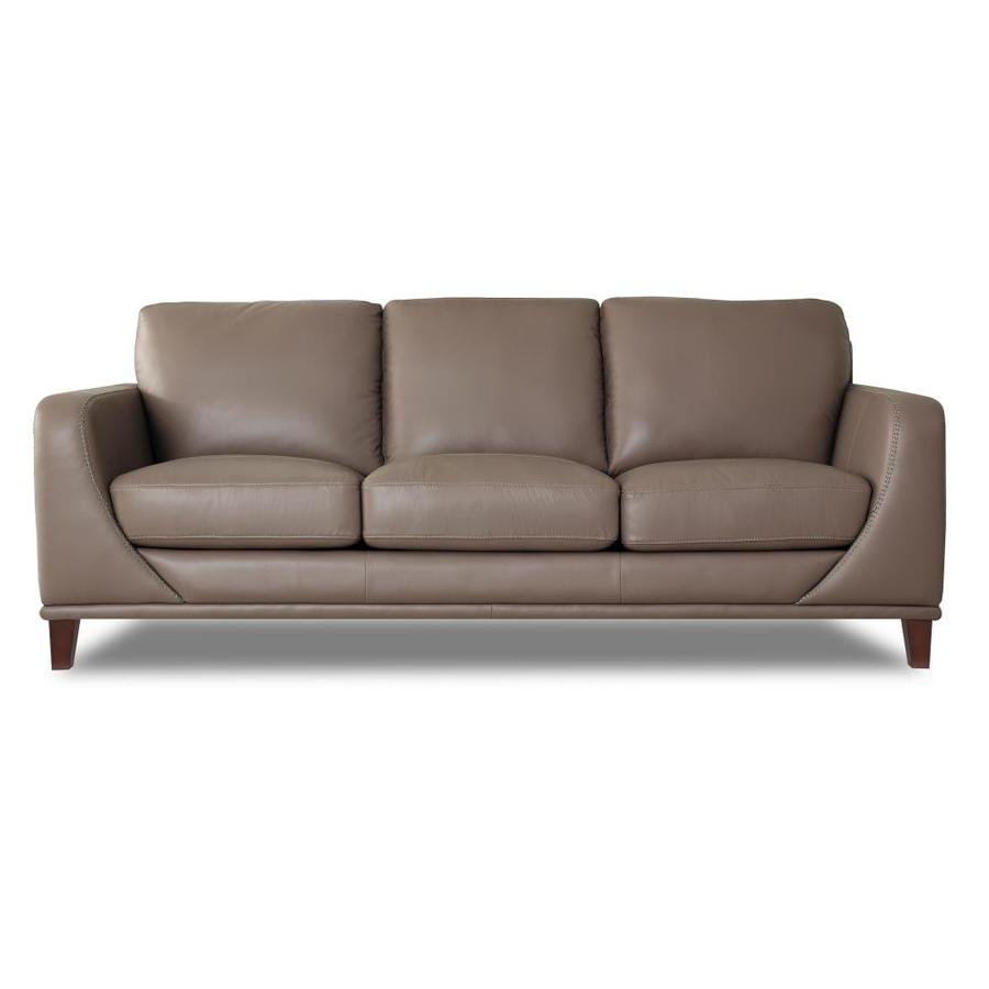 Hydeline Soma Midcentury Taupe Genuine Leather Sofa in the Couches