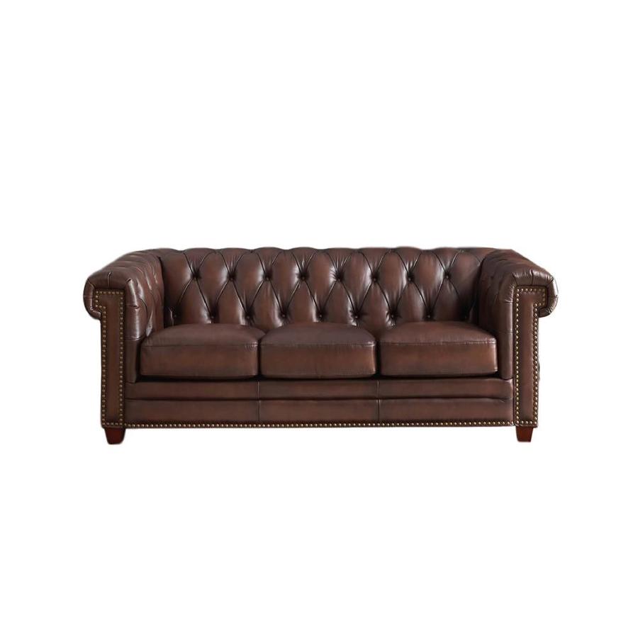 Hydeline Stanwood Rustic Dark Brown Genuine Leather Sofa in the Couches ...