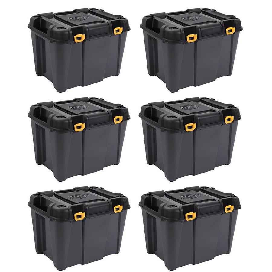 Ezy Storage 6 Pack 42 Gallon 168 Quart Black Gray Tote With Latching Lid In The Plastic Storage Totes Department At Lowes Com