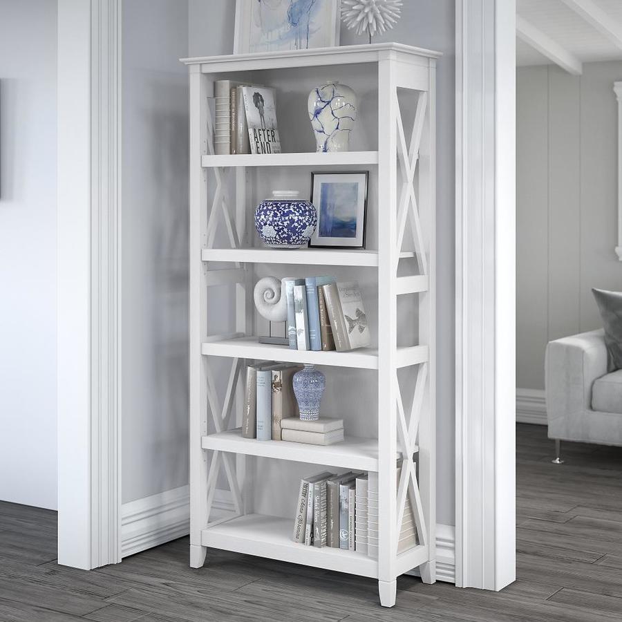 Bush Furniture Key West Pure White Oak 5-Shelf Bookcase in the ...