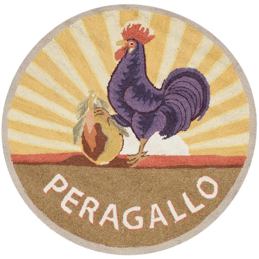 Safavieh Chelsea Rooster 3 x 3 Mocha Round Indoor Handcrafted Throw Rug