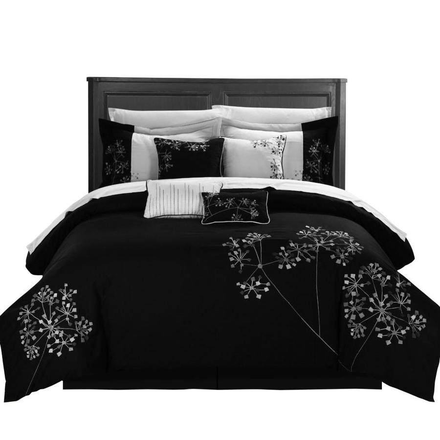 Chic Home Design Pink Floral 8 Piece Black White Queen Comforter Set In The Bedding Sets Department At Lowes Com