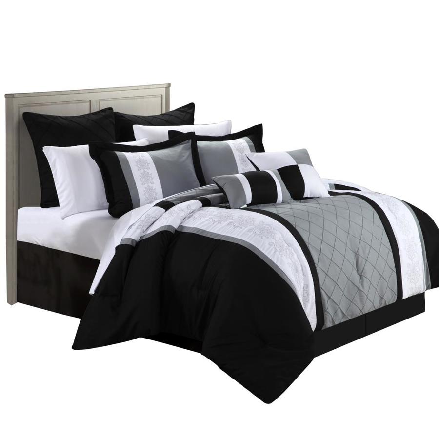 Chic Home Design Livingston 12 Piece Black King Comforter Set In The Bedding Sets Department At Lowes Com