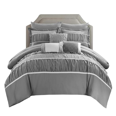 Chic Home Design Cheryl Grey Queen 10pc Comforter Set At Lowes Com Cheryl Grey Queen 10pc Comforter Set