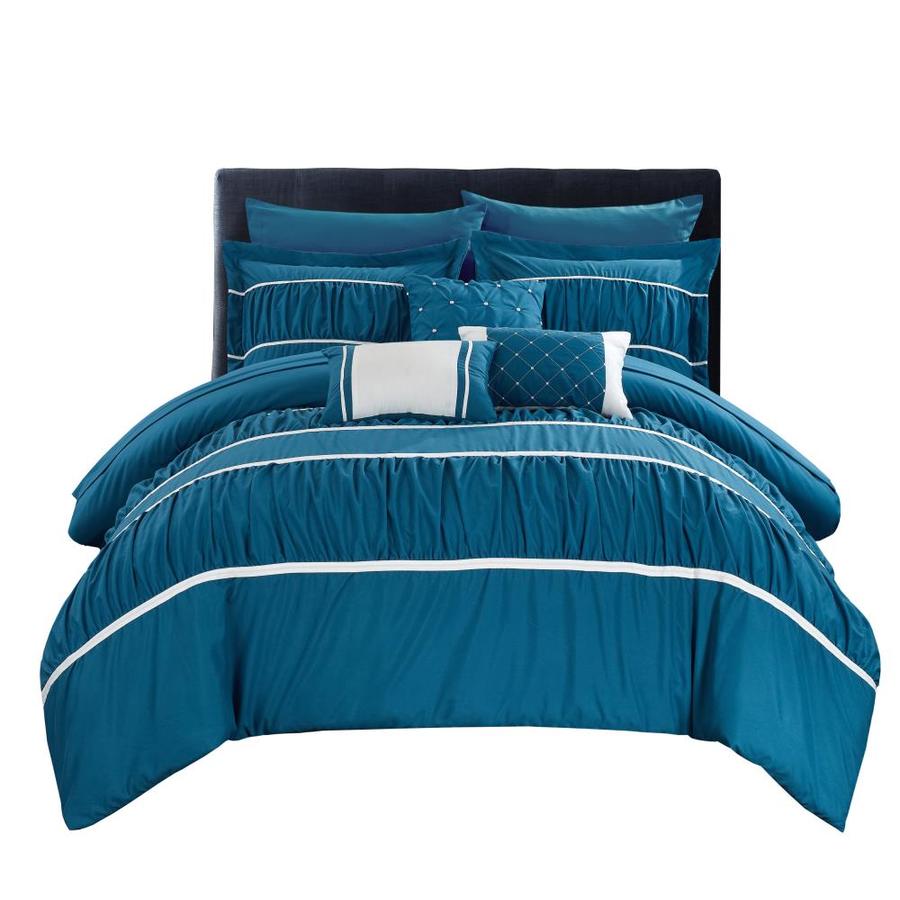 Chic Home Design Cheryl 10 Piece Teal Queen Comforter Set In The Bedding Sets Department At Lowes Com