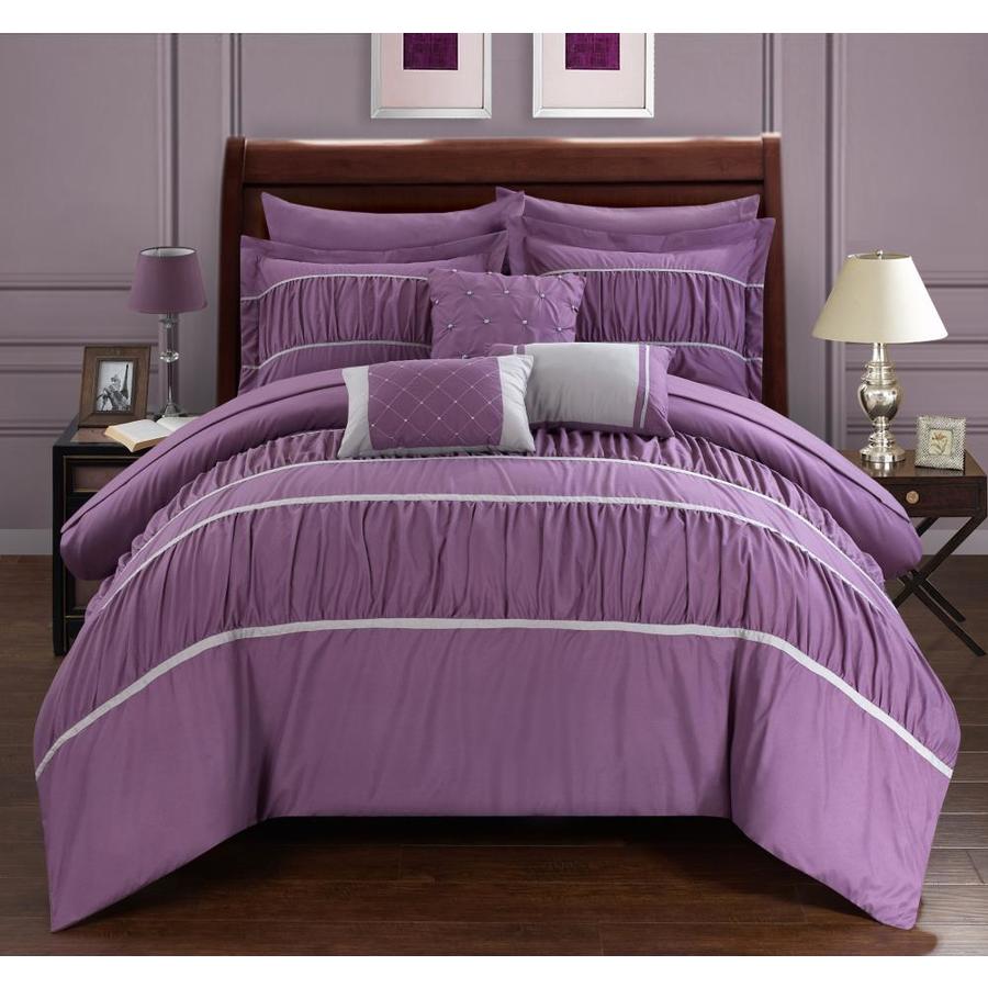 Chic Home Design Cheryl 10-Piece Plum Queen Comforter Set in the ...