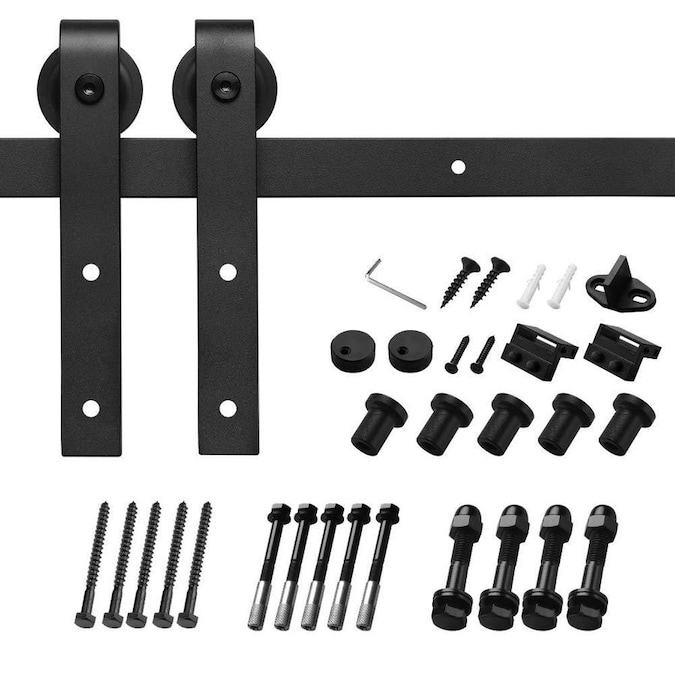 Clihome 96 In 8 Ft Black Sliding Barn Door Track And Hardware Kit In The Barn Door Hardware Department At Lowes Com