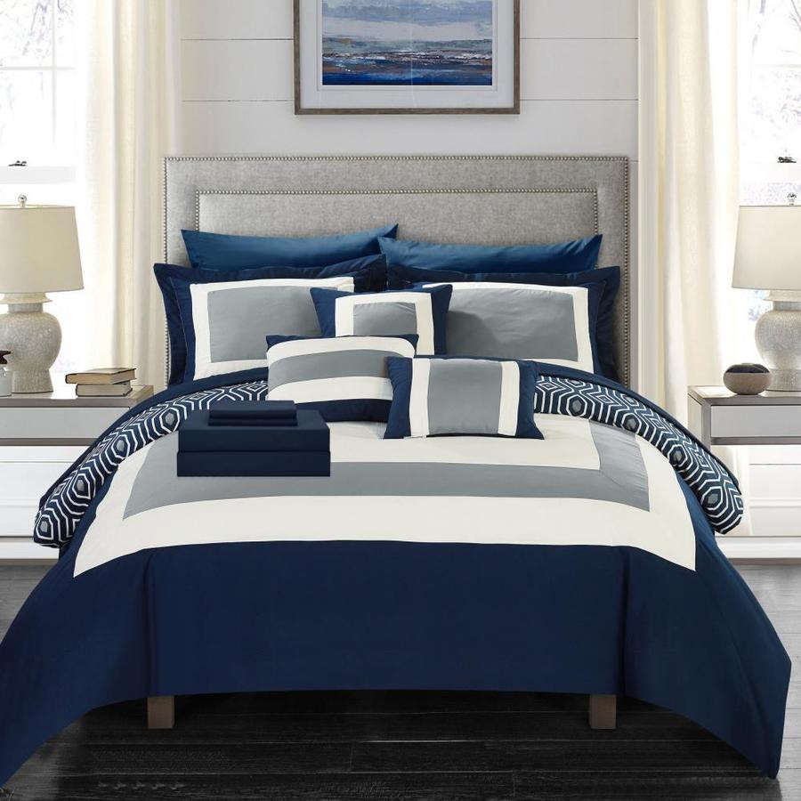 Chic Home Design Jake 10-Piece Navy King Comforter Set in the Bedding ...