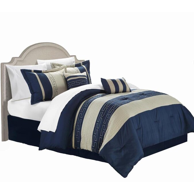 Chic Home Design Carlton 6 Piece Blue King Comforter Set In The Bedding Sets Department At Com Chic Home Design Carlton 6 Piece Blue, Navy Blue Bedding Sets King