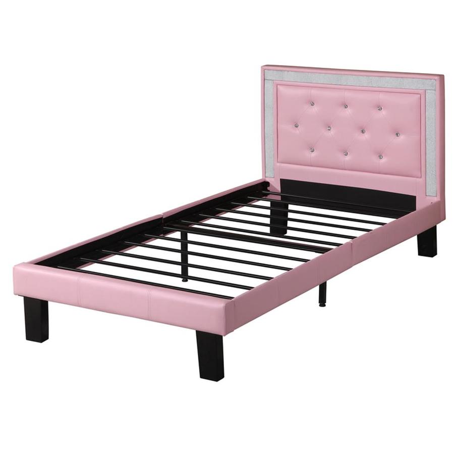 Benzara Pink Twin 4-Poster Bed