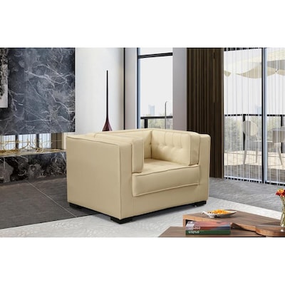 Chic Home Design Lorenzo Modern Cream Faux Leather Club Chair At Cream Faux Leather Club Chair