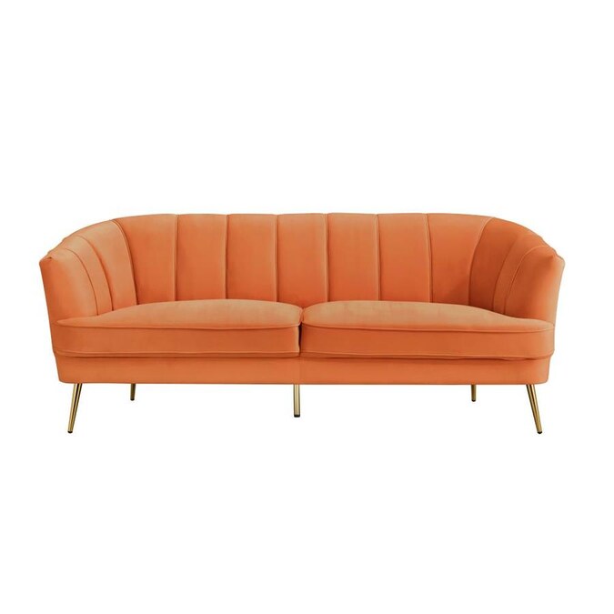 Clihome Modern Orange Manufactured Wood Velvet Sofa In The Couches Manufactured Wood Velvet Sofa