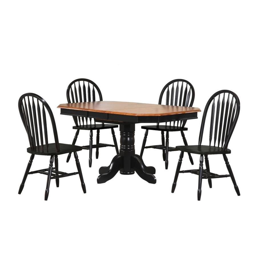 Sunset Trading Black Cherry Selections Distressed Antique Black With Cherry Dining Room Set With Rectangular Table In The Dining Room Sets Department At Lowes Com