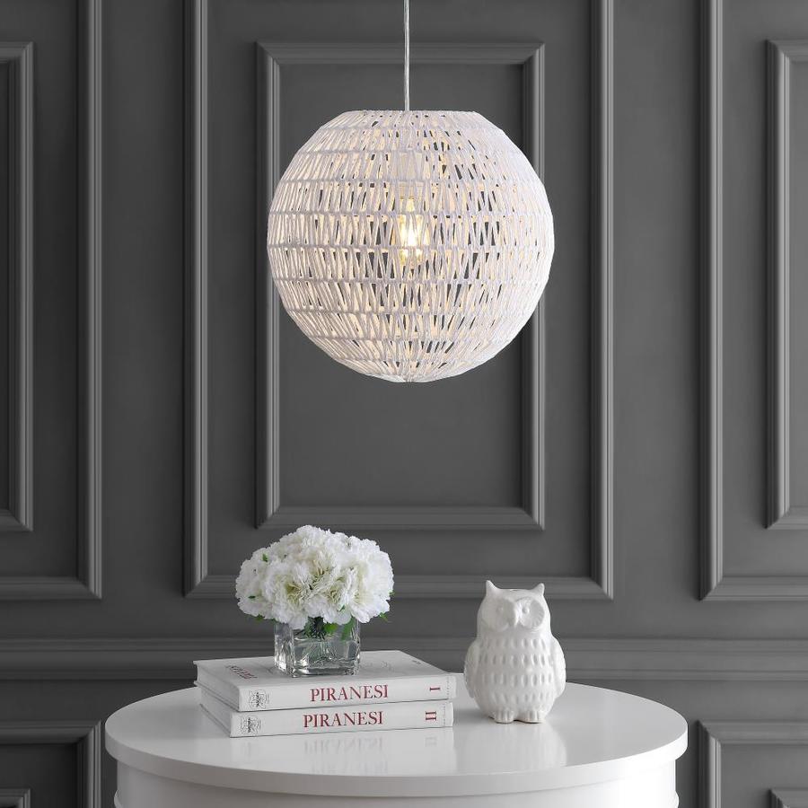 JONATHAN Y White Traditional Globe LED Pendant Light in the Pendant ...