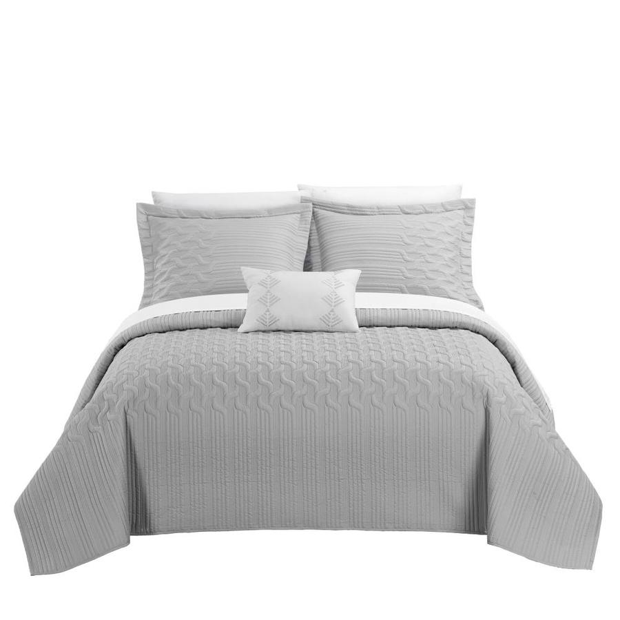 Chic Home Design Shalya Grey Twin X Long 6pc Quilt Set At Lowes Com
