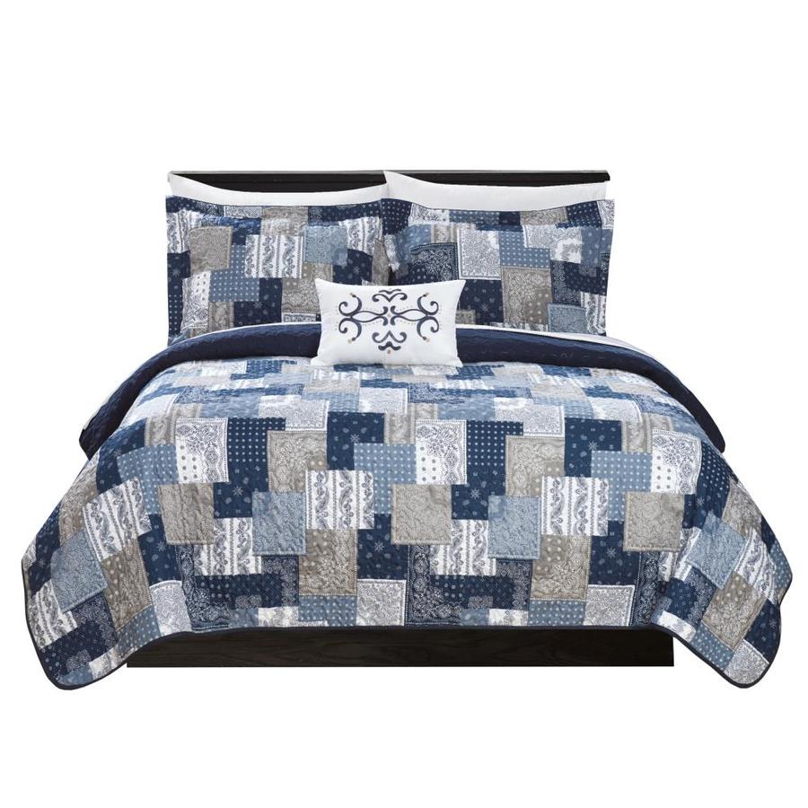 Chic Home Design Eliana Blue Twin X Long 6pc In A Quilt Set At