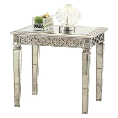 Benzara Accented Wooden End Table With Mirror Inserted Top At Benzara Accented Wooden End Table With