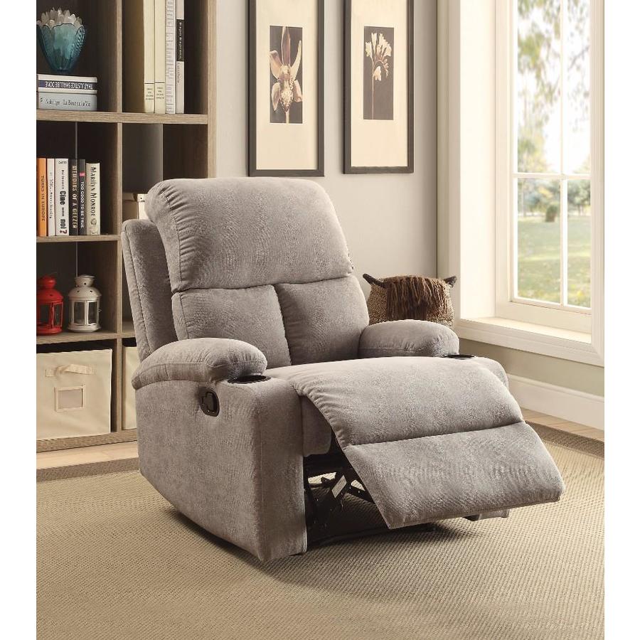 Benzara Linen Upholstered Recliner, Gray in the Recliners department at ...